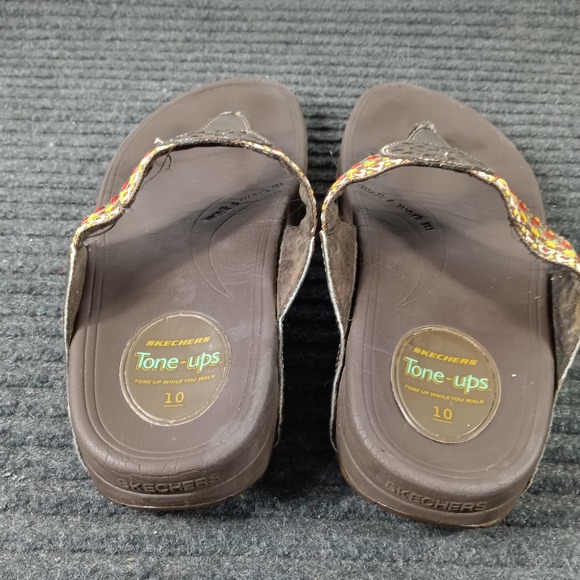 Skechers Tone Up Women Thong Flip Flops Brown - Picture 6 of 6